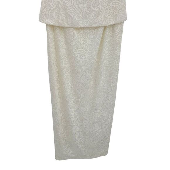 Vintage 80's Marie St. Claire Dress Bride Formal Maxi Embossed Beaded White 6 - Picture 9 of 15